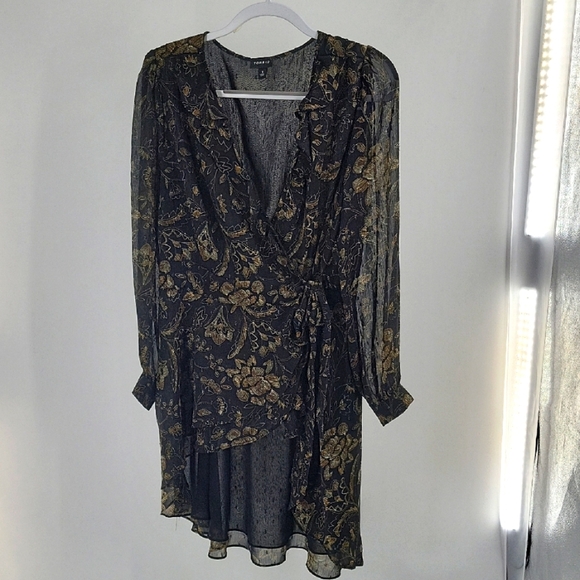 Floral Wrap Top - Black and Gold Shimmery - Picture 1 of 15